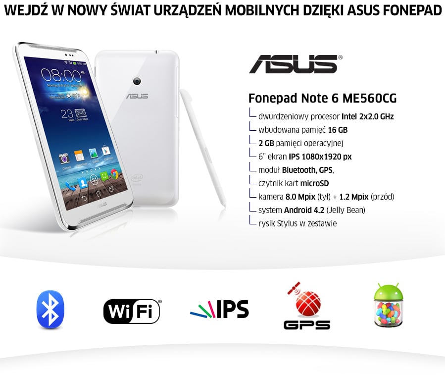 Asus Fonepad Note Z2580 2gb 16gb Fhd Ips Bialy Smartfony I Telefony Sklep Komputerowy X Kom Pl